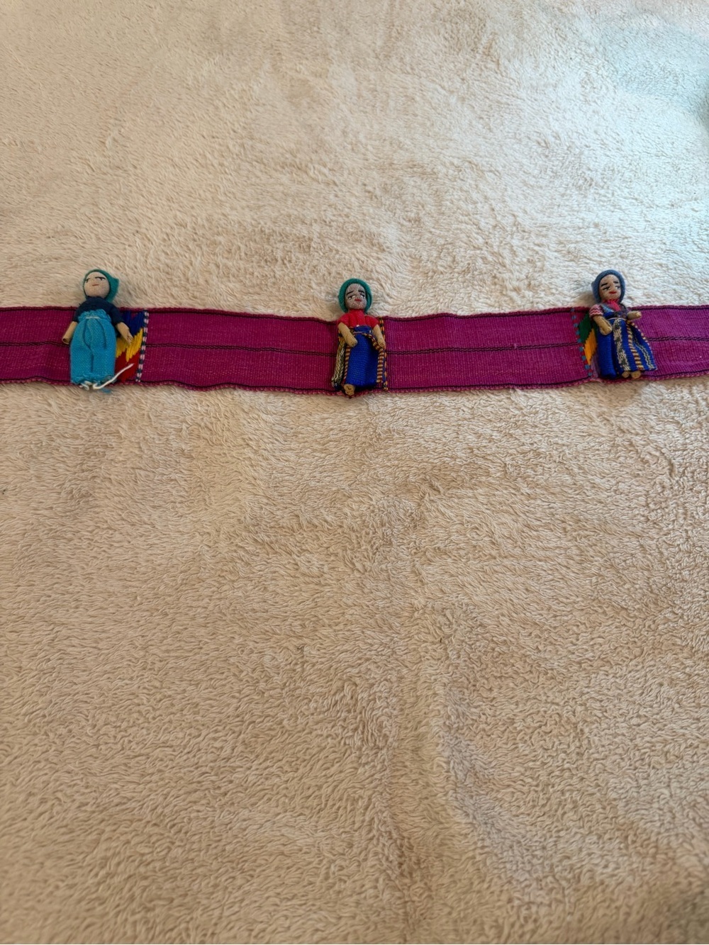 Handmade Doll Trim Belt- Magenta with Blue/Teal Accents